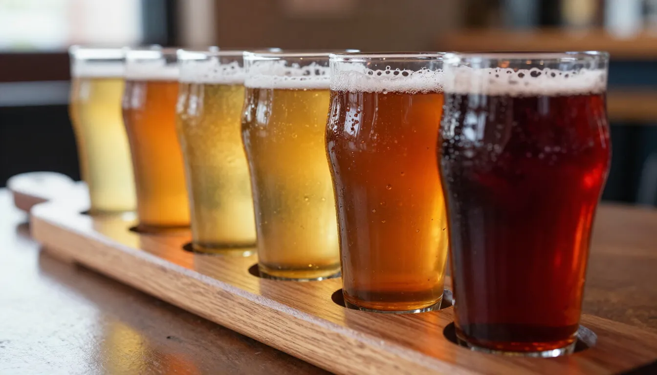 A beer tasting flight
