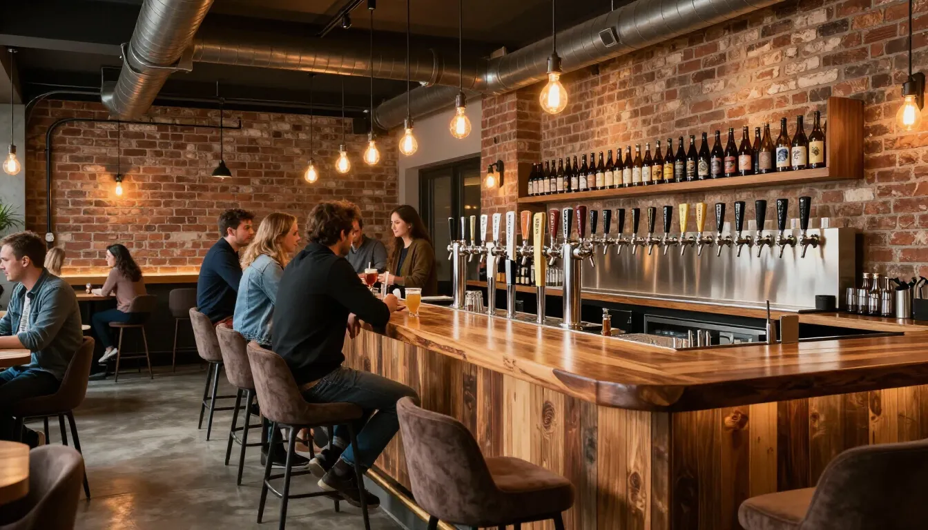 Inside a modern taproom in Wilanów