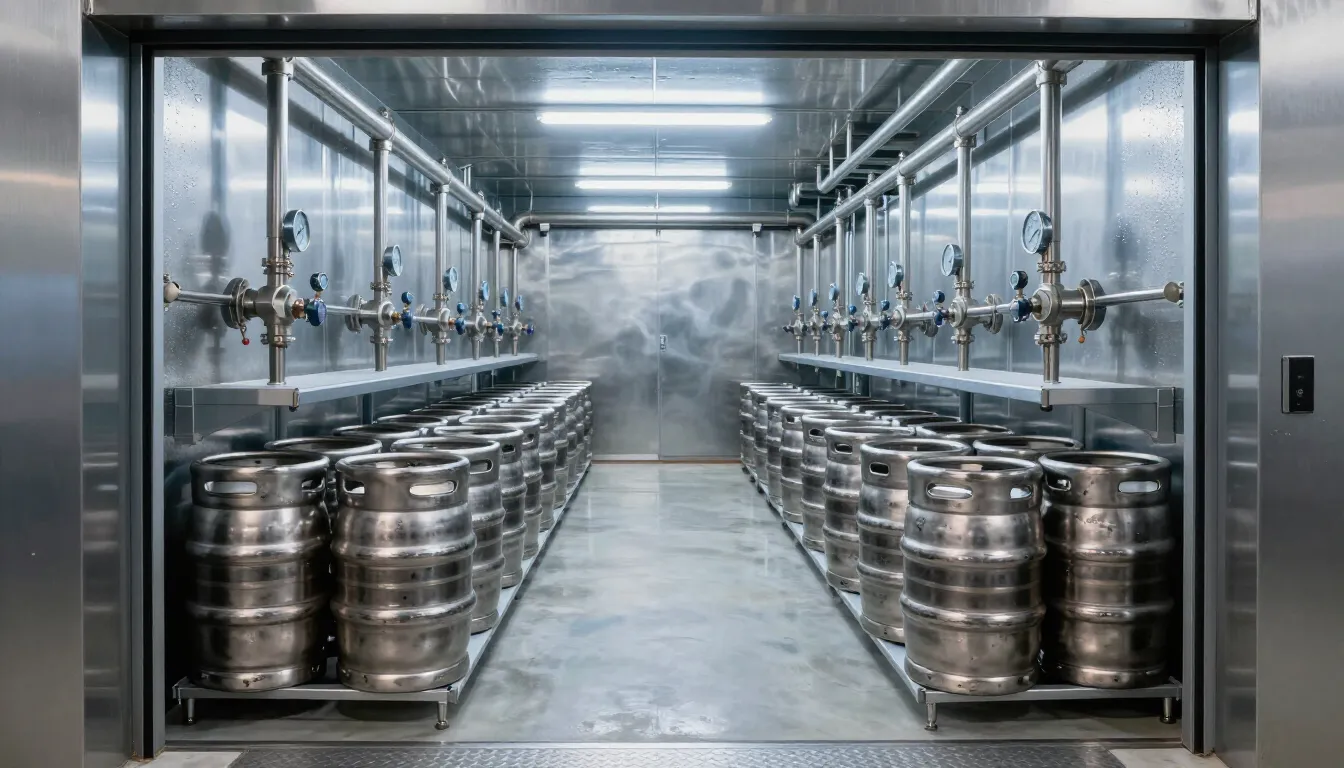 Cold craft beer in a professional cold room