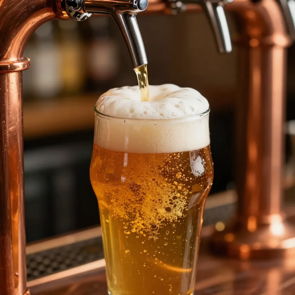 A perfectly poured beer with a dense head at Taproom Wilanów