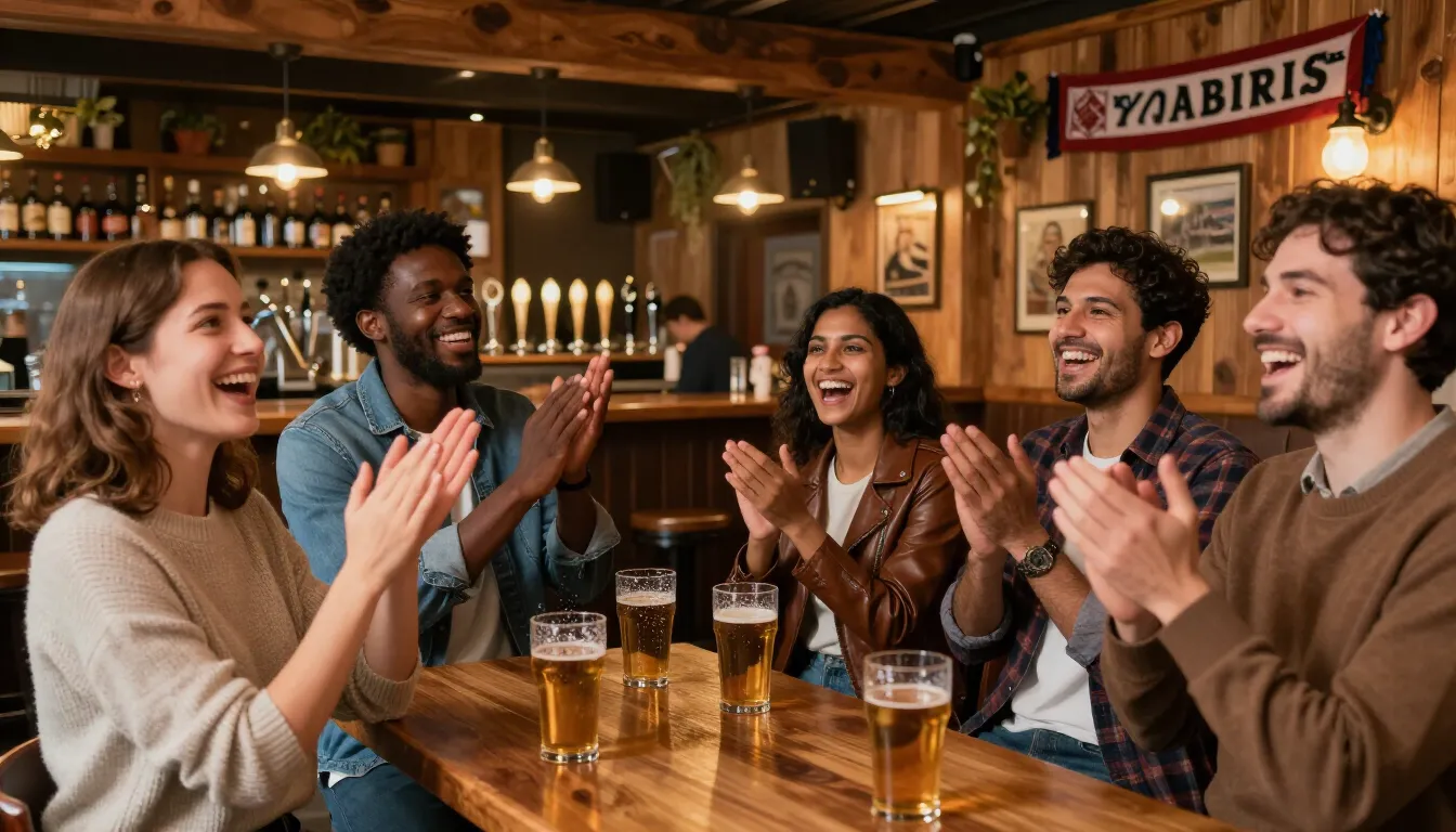 Fans in the bar