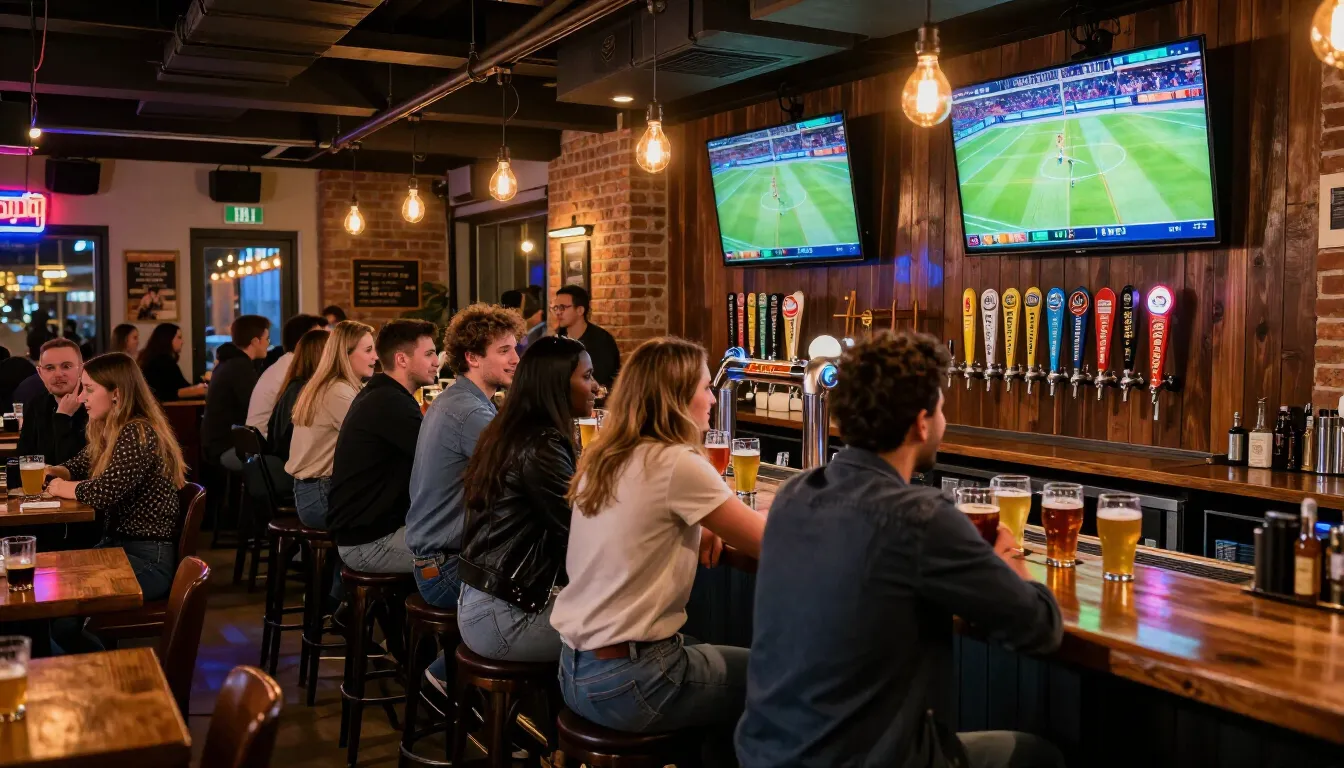Fans in a craft beer bar