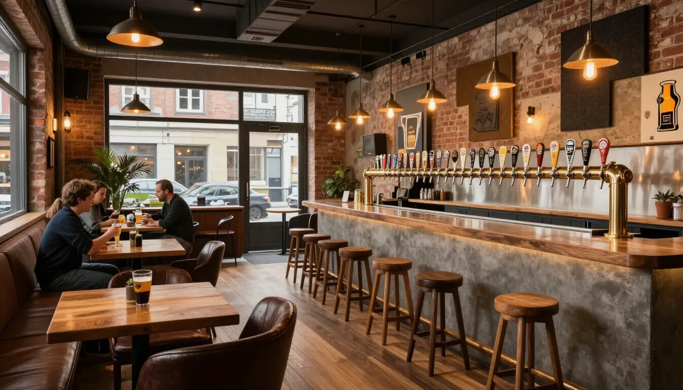 Inside Taproom Wilanów with its taps