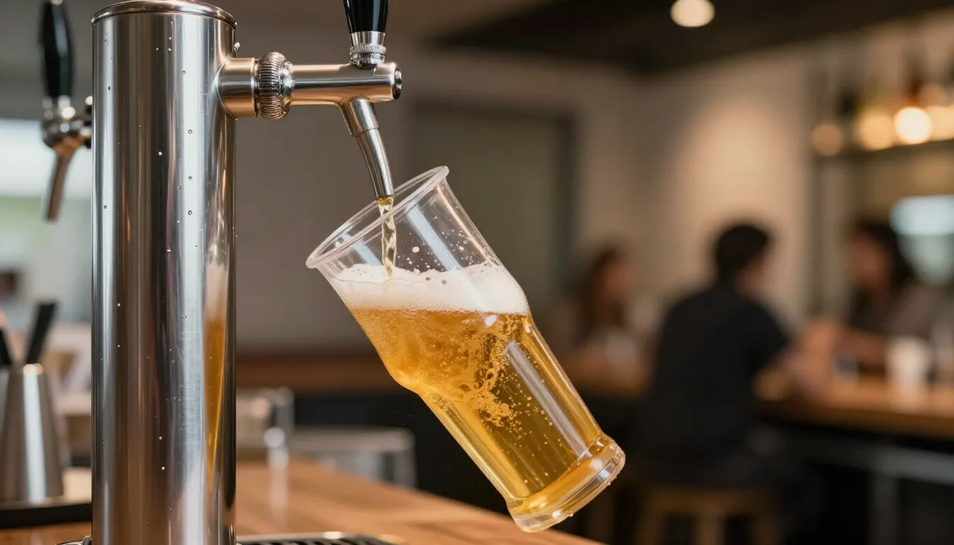Filling a bottle with beer